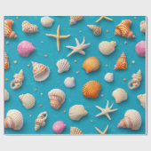 Rustikale Küste - Muscheln, Starfish, Riff (3) Geschenkpapier (Flach)