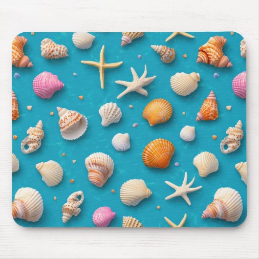 Rustikale Küste - Muscheln, Starfish, Riff (3) Mousepad (Vorne)