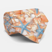 Rustikale Küste - Muscheln, Starfish, Riff (4) Krawatte (Gerollt)