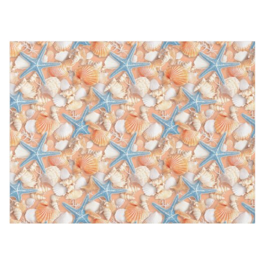 Rustikale Küste - Muscheln, Starfish, Riff (4) Tischdecke (Vorderseite (Horizontal))