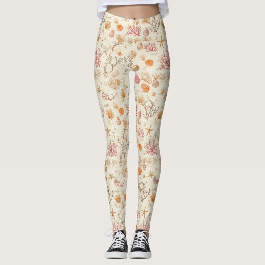 Rustikale Küste - Muscheln, Starfish, Riff (5) Leggings (Vorderseite)