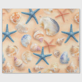 Rustikale Küste - Muscheln, Starfish, Riff (6) Geschenkpapier (Flach)