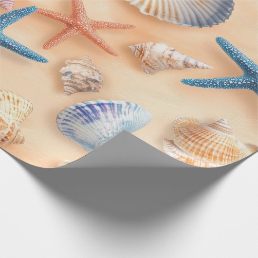 Rustikale Küste - Muscheln, Starfish, Riff (6) Geschenkpapier (Ecke)