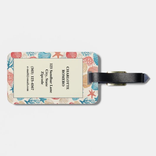 Rustikale Küste - Muscheln, Starfish, Riff (7) Gepäckanhänger (Rückseite horizontal)