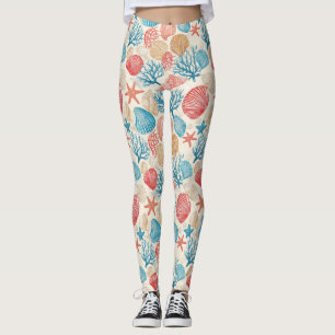 Rustikale Küste - Muscheln, Starfish, Riff (7) Leggings