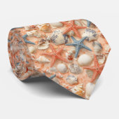 Rustikale Küste - Muscheln, Starfish, Riff (8) Krawatte (Gerollt)