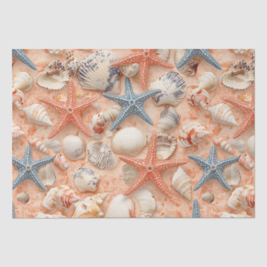 Rustikale Küste - Muscheln, Starfish, Riff (8) Seidenpapier (Vorderseite)