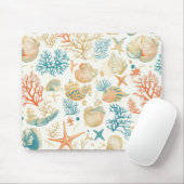 Rustikale Küste - Muscheln, Starfish, Riff (9) Mousepad (Mit Mouse)