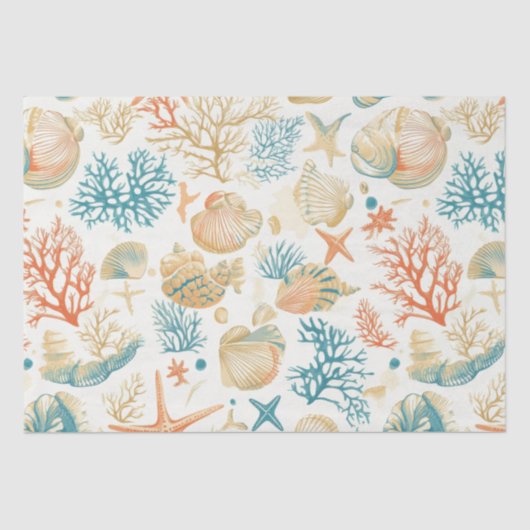 Rustikale Küste - Muscheln, Starfish, Riff (9) Seidenpapier (Vorderseite)