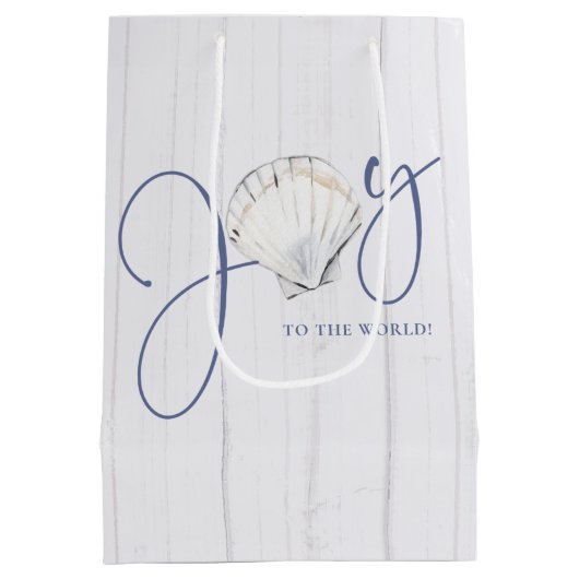 Rustikale Küste Weihnachten Seashell Joy Mittlere Geschenktüte (Rückseite)