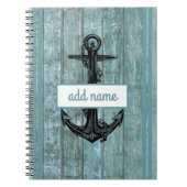 Rustikale Küstenanker heller blauer Name Nautiker Notizblock (Vorderseite)