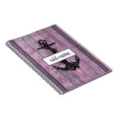 Rustikale Küstenanschor rosa Name nautischer Hinwe Notizblock (Rechte Seite)