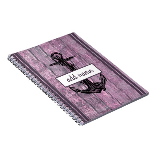 Rustikale Küstenanschor rosa Name nautischer Hinwe Notizblock (Rechte Seite)