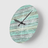 Rustikale Küstendekoration Kompass-Rose Runde Wanduhr (Winkel)