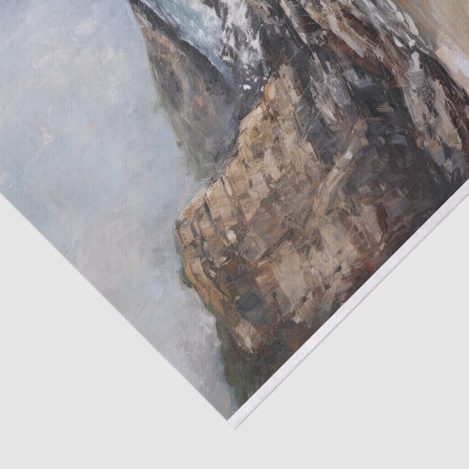Rustikale Küstenklippen Landschaftsbild Malerei De Seidenpapier (Ausschnitt)