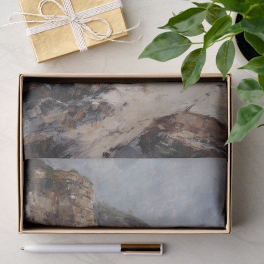 Rustikale Küstenklippen Landschaftsbild Malerei De Seidenpapier (Geschenk)