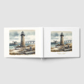 Rustikale Küstenlandschaft Leuchtturm Strand Hochz Gästebuch (Voll)