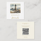 Rustikale Küstenlandschaft Leuchtturm Strand Hochz Quadratische Visitenkarte (Vorne/Hinten)