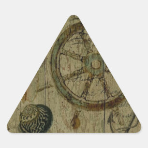 Rustikale Küstennavigator Seashells nautisch Dreieckiger Aufkleber
