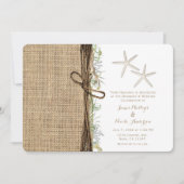 Rustikale Küstenstrasse Starfish Burlap & Greenery Einladung (Vorderseite)