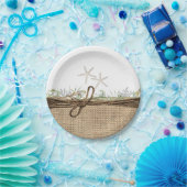 Rustikale Küstenstrasse Starfish Burlap & Greenery Pappteller (Party)