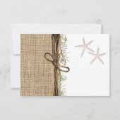 Rustikale Küstenstrasse Starfish Burlap Wedding RS Einladung (Rückseite)