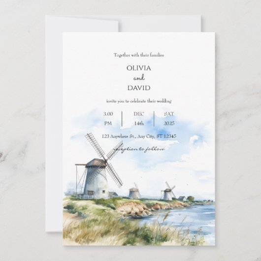 Rustikale Küstenwinde im Hintergrund Hochzeit mit Einladung (Vorderseite)