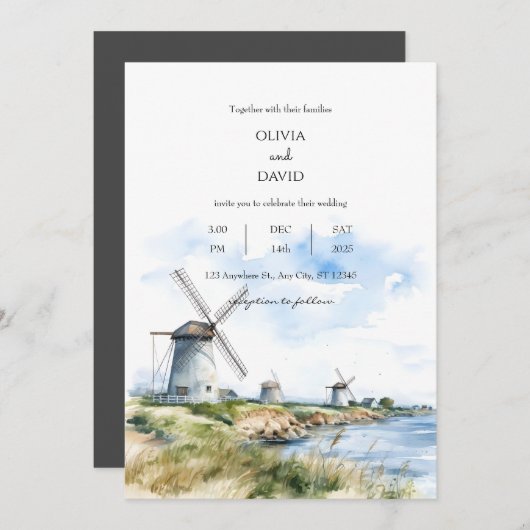 Rustikale Küstenwinde im Hintergrund Hochzeit mit Einladung (Vorne/Hinten)