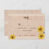 Rustikale Lace & Burlap Sonnenblumen Hochzeitkarte RSVP Karte (Vorne/Hinten)