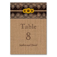 Rustikale Lace Burlap Wood Wedding Tischnummer