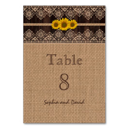 Rustikale Lace Burlap Wood Wedding Tischnummer