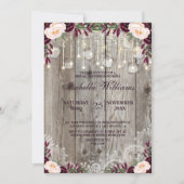 Rustikale Lace Jar Holzofenleuchten |Brautparty Einladung (Vorderseite)