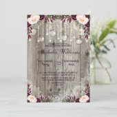 Rustikale Lace Jar Holzofenleuchten |Brautparty Einladung (Stehend Vorderseite)