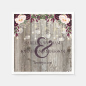 Rustikale Lace Jar Wood & String Lights Hochzeit Serviette (Vorderseite)