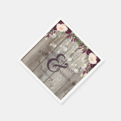 Rustikale Lace Jar Wood & String Lights Hochzeit Serviette (Ecke)