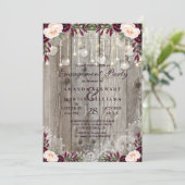 Rustikale Lace Jar Wood & String Lights Verlobung Einladung (Stehend Vorderseite)