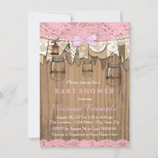 Rustikale Lace Mason Jar Babydusche Einladung