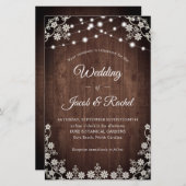 Rustikale Lace & String Lights Hochzeit Einladung (Vorne/Hinten)