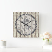 Rustikale, lackierte Holzplanks, blutleere Ankervo Quadratische Wanduhr (Zuhause)