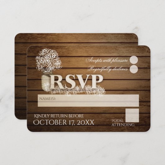 Rustikale Ladder Liebe Gipskraut UAWG Wedding RSVP Karte (Vorne/Hinten)