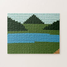 Rustikale Lake Hills Green Designer Crochet Print