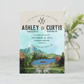 Rustikale Lake Placid Hochzeit | Rettet das Datum Save The Date (Stehend Vorderseite)