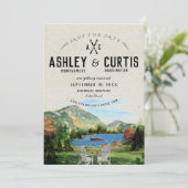 Rustikale Lake Placid Hochzeit | Rettet das Datum Save The Date (Stehend Vorderseite)