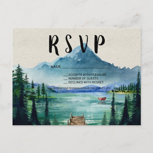 Rustikale Lakeside Wedding RSVP Postcard Einladungspostkarte (Vorderseite)