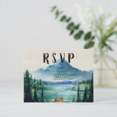 Rustikale Lakeside Wedding RSVP Postcard Einladungspostkarte (Stehend Vorderseite)