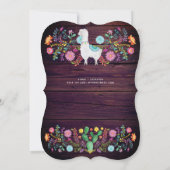 Rustikale Lama Wasserfarbe Folk Blume JEDE VERANST Einladung (Rückseite)