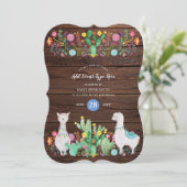 Rustikale Lama Wasserfarbe Folk Blume JEDE VERANST Einladung (Stehend Vorderseite)