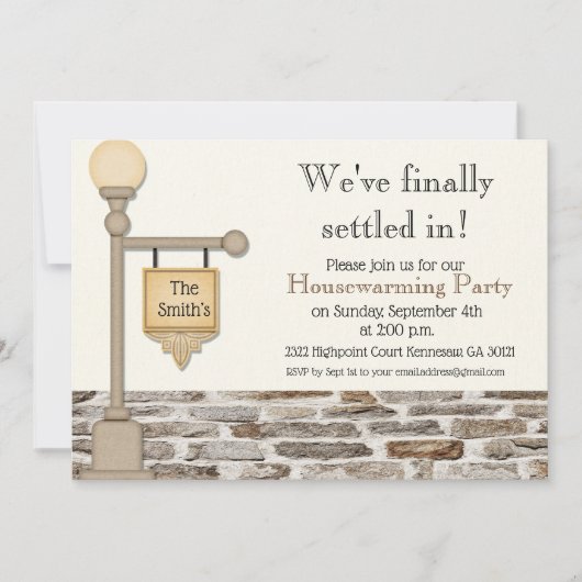 Rustikale Lampe Post Housewärming Einladung (Vorderseite)