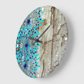 Rustikale Land-alte Scheunen-hölzerne aquamarine Große Wanduhr (Winkel)