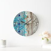 Rustikale Land-alte Scheunen-hölzerne aquamarine Große Wanduhr (Zuhause)